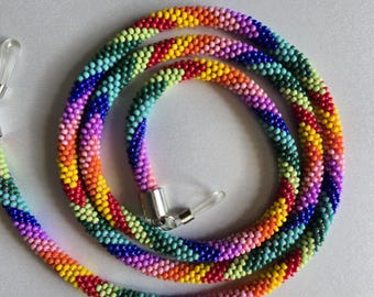 Handmade Eyeglass Chain, Rainbow Glasses Chain,  Beaded Sunglasses Chain, Glasses Holder Women, Glasses Strap Beaded