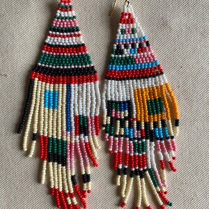 Dangle Earrings,  Boho Earrings, Gift for Her Summer Earrings, Seed Bead Earrings,
