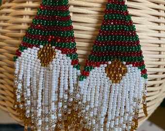 Dangle Earrings,  Boho Earrings, Gift for Her Summer Earrings, Seed Bead Earrings, Christmas Earrings, Christmas Gift
