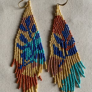Dangle Earrings,  Boho Earrings, Gift for Her Summer Earrings, Seed Bead Earrings,