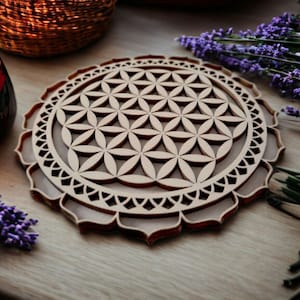 Digitale levensbloem-mandala lasersnijdenbestanden - SVG - ontwerp met twee lagen spiritueel symbool