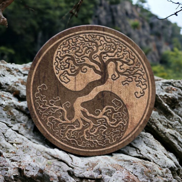 Ying Yang Tree Of Life Laser Cut File - Digital Download for Wall & Home Decor - Glowforge SVG