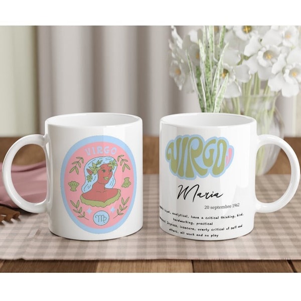 Mug Vierge personnalisée mug Virgo Zodiac tasse Virgo personnalisée tasse personnalisée Mug signe astrologique idée cadeau anniversaire