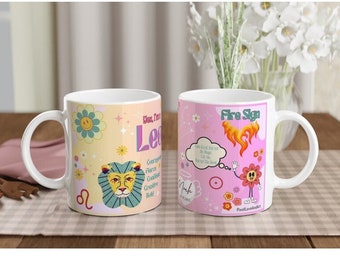 Mug zodiac Leo personnalisé tasse astro Lion personnalisée pour anniversaire cadeau noël idée cadeau personnalisé