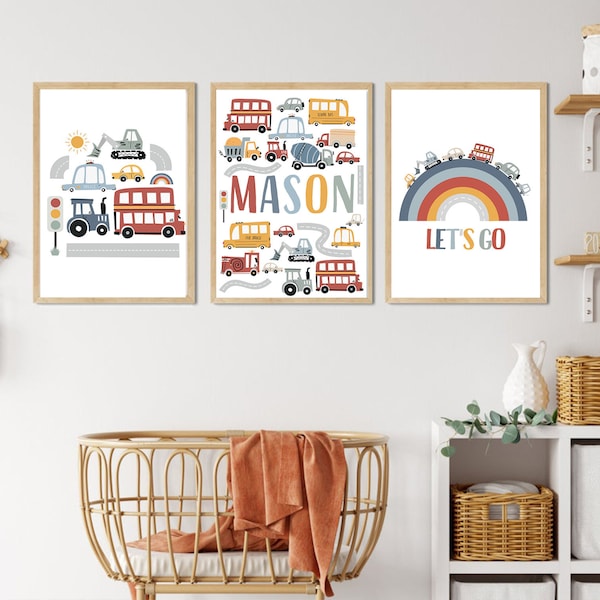 Personalized Posters Baby and Child Room Decoration Truck Car Poster With Personalized First Name Wall Decoration Baby Decoration