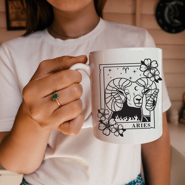 Zodiac Aries mug personalized Aries astro mug with first name birthday housewarming gift