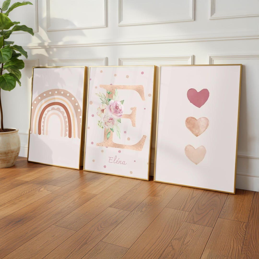 Boho Rainbow Baby Poster | Baby Girl Room Poster | Pink Children's Wall ...