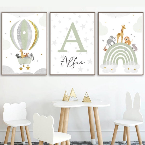 Affiches personnalisées Décoration Chambre Bébé et Enfant Affiche Montgolfière Avec Prénom Personnalisé Décoration Murale Décoration bébé