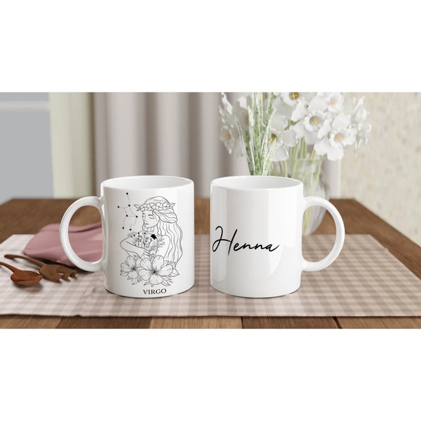 Mug zodiac Virgo à personnaliser tasse à café Vierge cadeau de pendaison de crémaillère