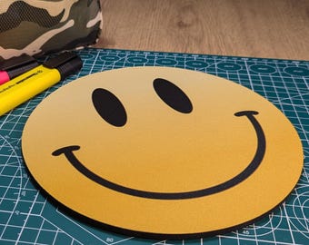 Everybody Smile Circular Mouse Pad - Round Computer Mat - Desktop mousepad -  Acid House Gift - EBM Dance Music Rave Gift