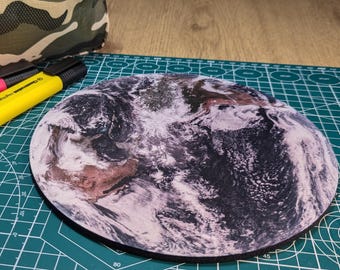 地球写真マウスパッド - 円形コンピューターマット、宇宙科学ギフト