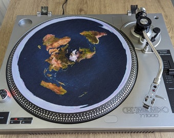 Flat Earth Felt Slipmat - Vinyl Record Player, DJ Turntable (7 & 12 inch)