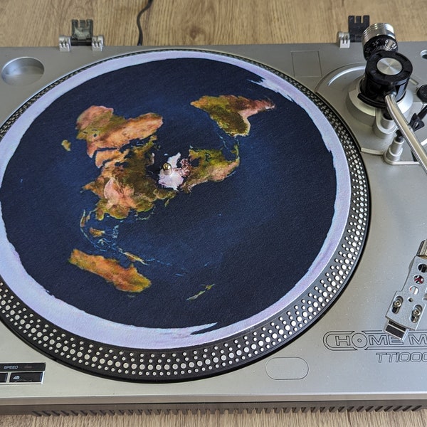 The Flat Earth Slipmat - 7 & 12 inch LP Vinyl DJ Pro Turntable Slip Mat Record Player Technics 1210 DJ