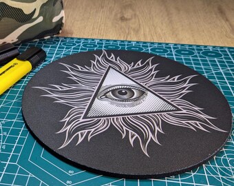 Illuminate Circular Mouse Pad - Round Computer Mat - Desktop mousepad - Desk Top Office Decor - Computer Gift - conspiracy theorist gift