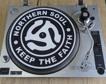 Northern Soul - Adapter - Keep the Faith Slipmat - 7 & 12 inch LP Vinyl DJ Pro Turntable Slip Mat Record Player