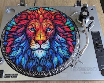 ステンドグラス ライオン スリップマット - 12インチ ビニール DJ ターンテーブルマット