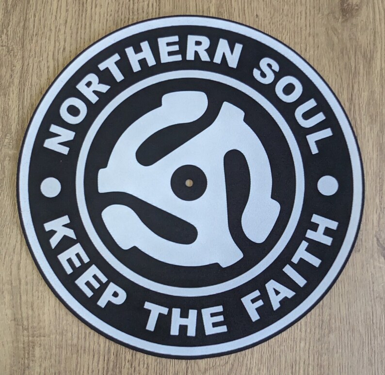 A  top down product shot of the northern soul keep the faith  - Adapter -  slip mat 12" from modmat