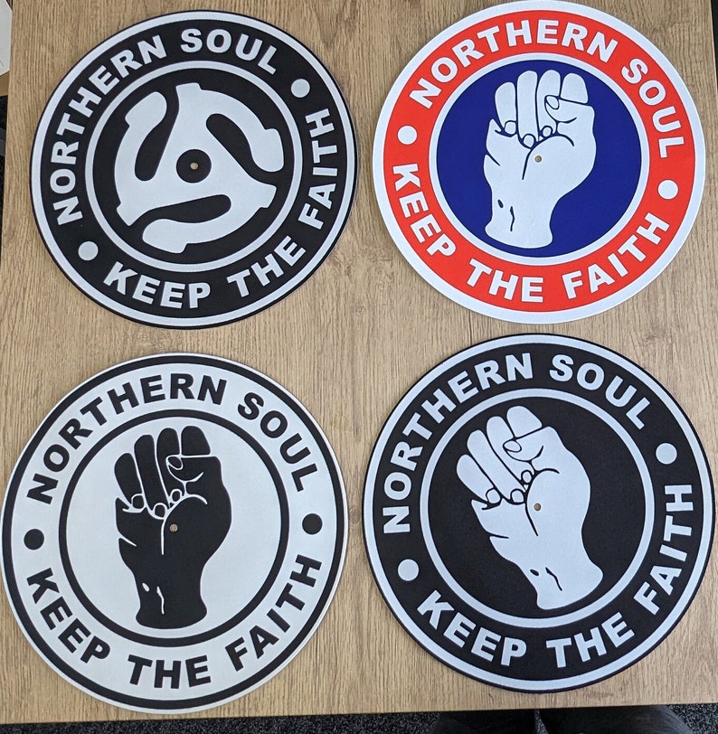 All four Northern soul designs 12" slip mat available from ModMat