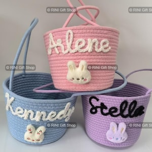 Personalisiertes Osternest, Osterhasenkorb, Baby-Osternkorb, Babypartykorb, individueller Name Osternkorb, Baumwollseilkorb