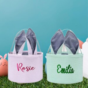Personalized Easter basket, embroidered Easter bunny basket, embroidery  name Easter basket, Holiday gift basket, Easter basket with name
