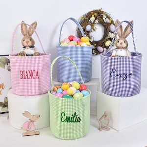 Personalized embroidered Easter basket, Easter bunny basket, embroidery  name Easter basket, Holiday gift basket, Easter basket for kids