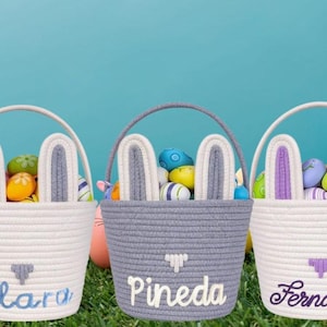 Personalisierter Name Ostern Korb, Osterhase Korb, individueller Name Ostern Korb, Geschenkkorb, Spielzeugkorb Baumwolle Seil, Kleidung Korb Baby