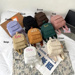 Personalized MINI backpack, corduroy backpack, backpack for kids, personalized backpack, backpack with name, embroidery backpack