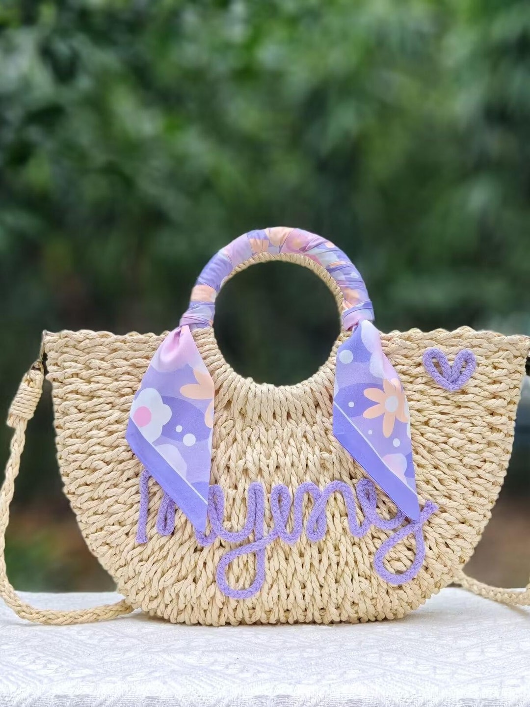 Borsa di paglia personalizzata, borsa di paglia fatta a mano, nomi