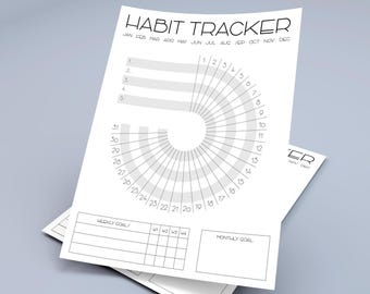 Daily Habit Tracker, Circle Habit Tracker, Printable Monthy Tracker, Fitness Tracker, Month Calender, Editable PDF, Instant Download