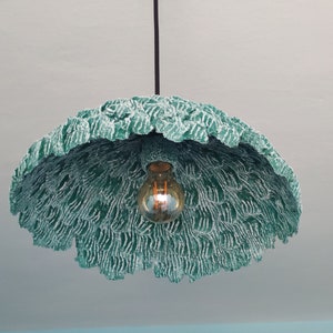 Paper mache lamp, green pendant light, handmade gift pendant light, hanging lamp, lampshade, recycled paper chandelier, interior design,