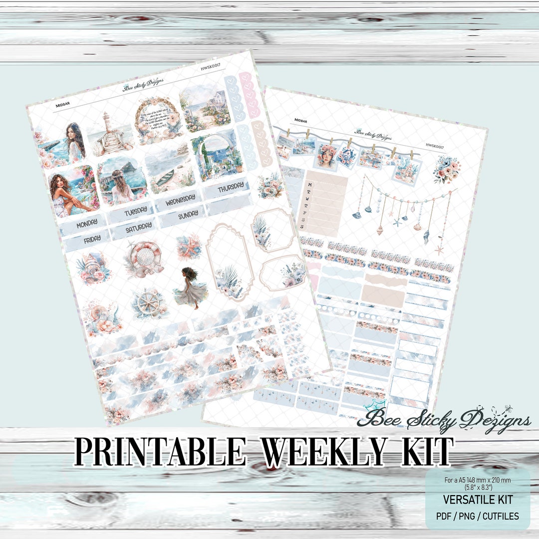 A5 Versatile Printable Planner Sticker Kit , Hobonichi Cousin Weekly Sticker Kit, A5 Planner ...