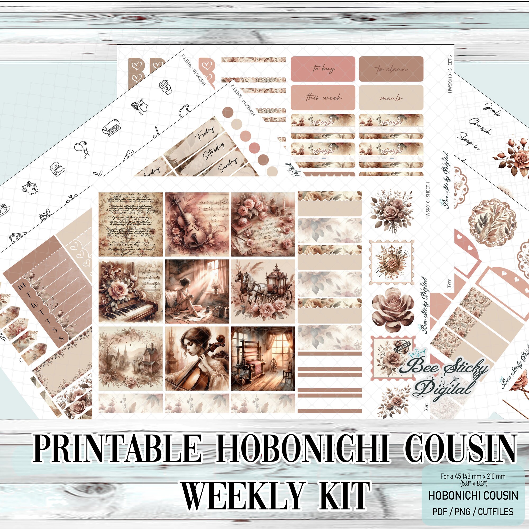 Printable Hobonichi Cousin Weekly Planner Kit - Victorian Vintage ...