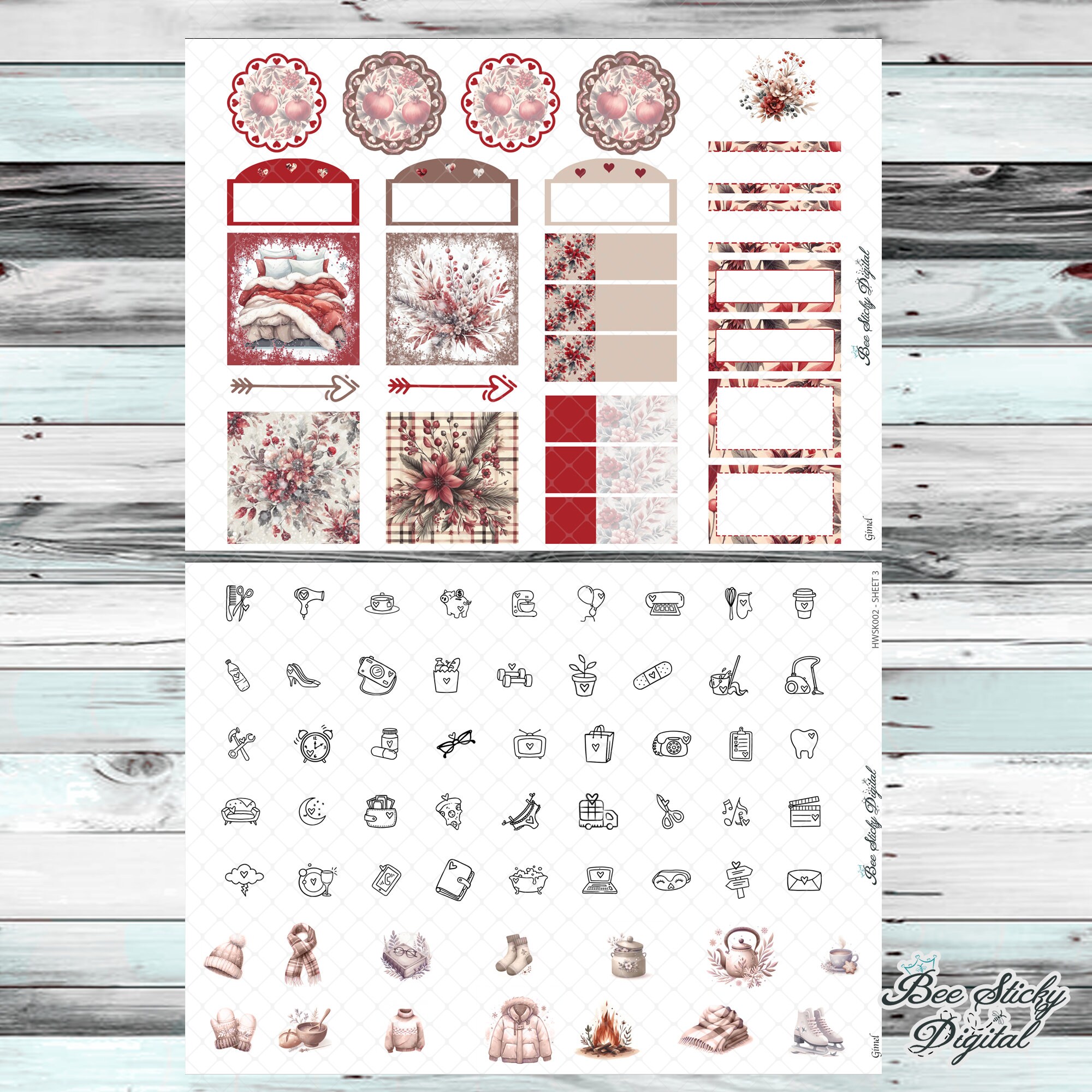 Printable Hobonichi Cousin Weekly Planner Kit - Winter Sweater Weather ...