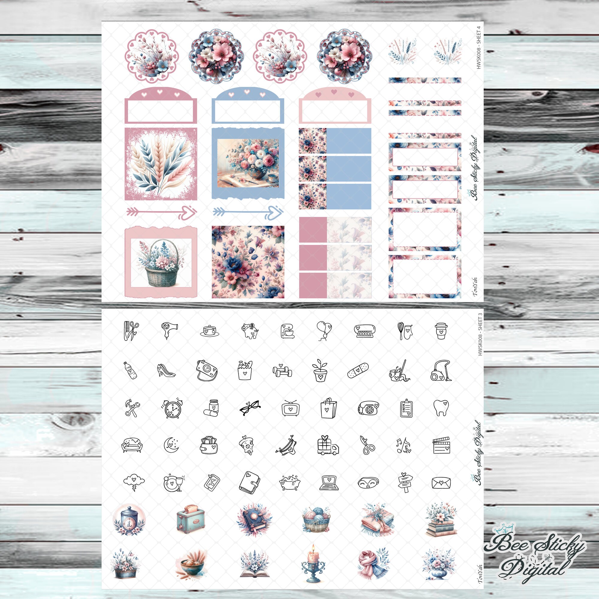 Printable Hobonichi Cousin Weekly Planner Kit Winter Pink &amp; Blue ...