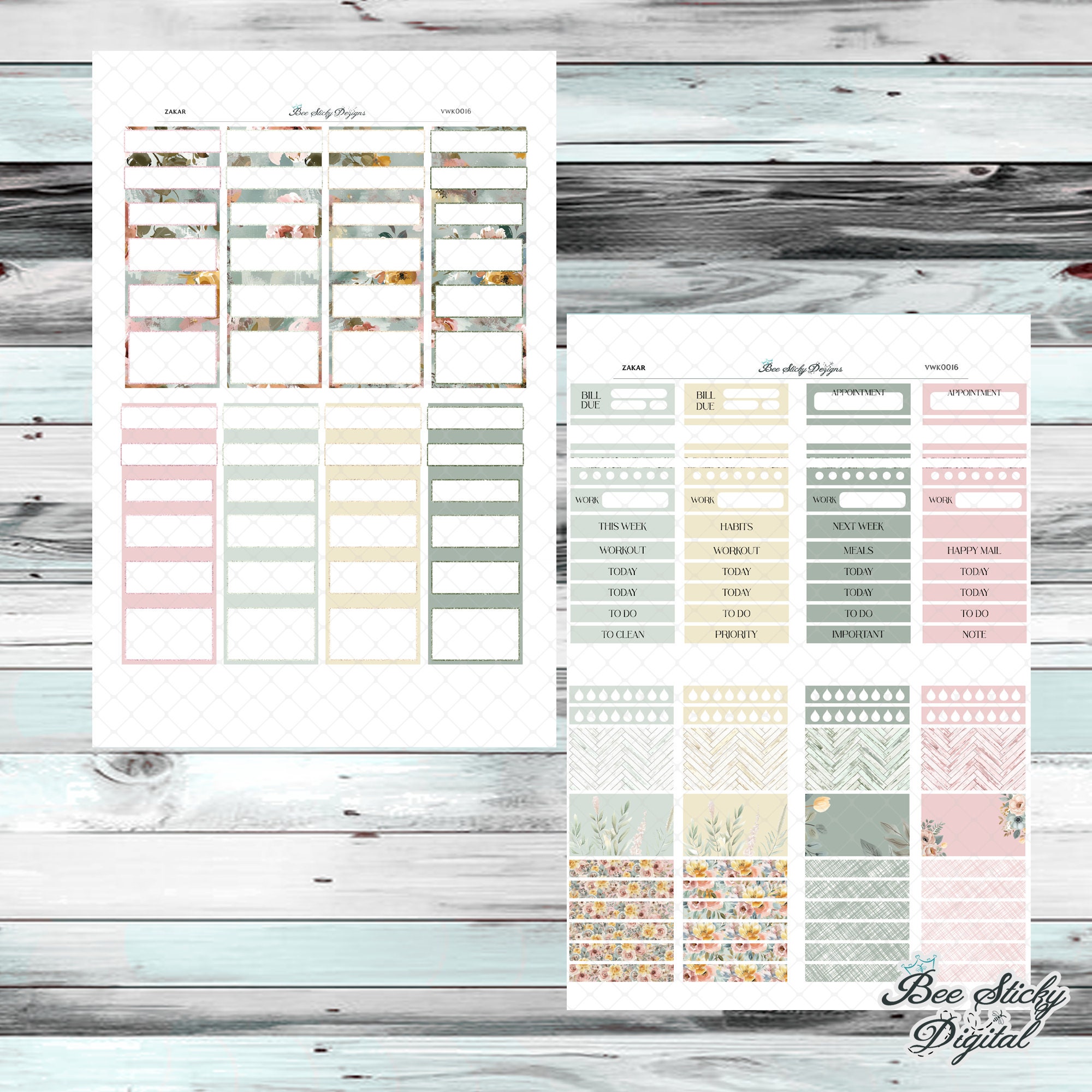 Vertical Spring Printable Planner Stickers, Weekly Sticker Kit, Erin ...