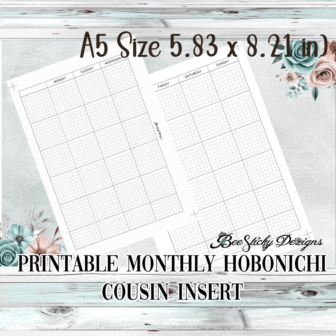 A5 Monthly Planner Inserts Printable | A5 Monthly Insert Printable ...