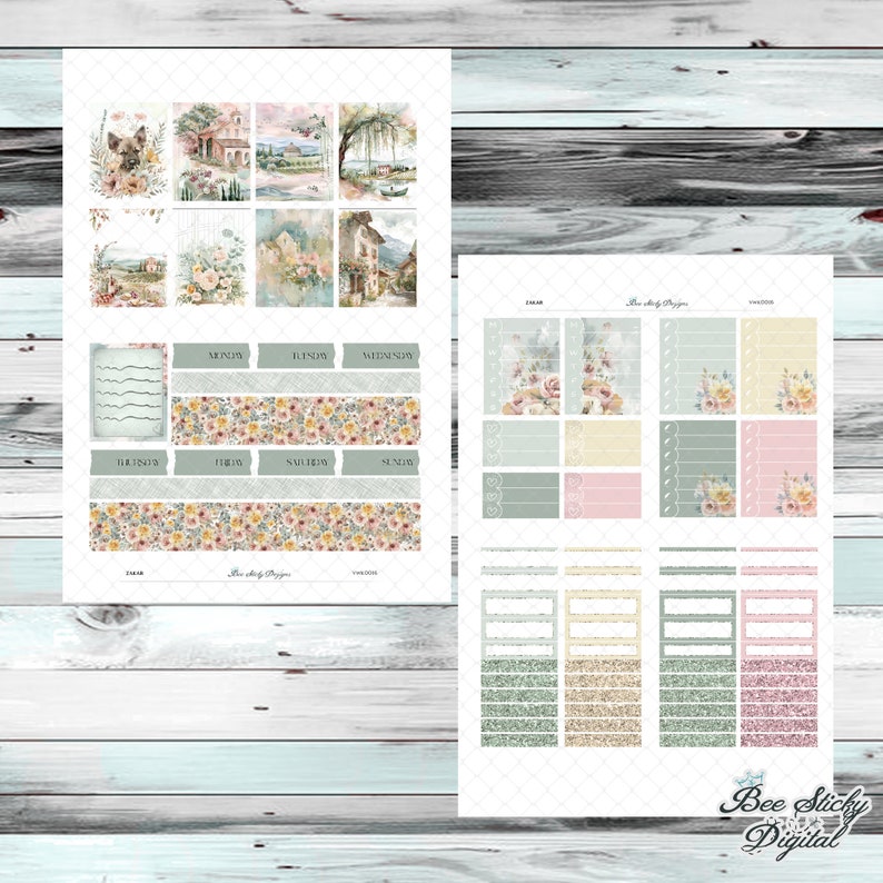 Vertical Spring Printable Planner Stickers, Weekly Sticker Kit, Erin ...