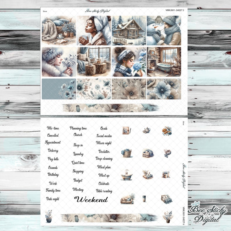 Printable January Monthly Kit, January Sticker Kit, Printable Planner ...