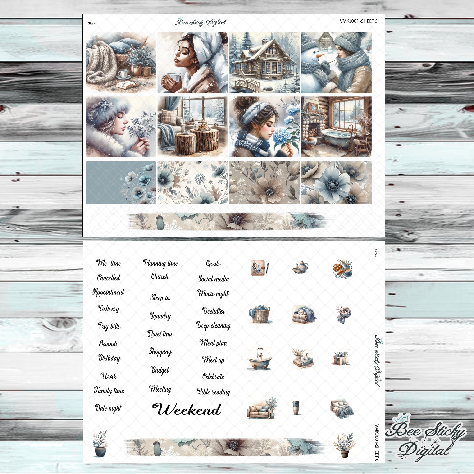 Printable January Monthly Kit, January Sticker Kit, Printable Planner ...