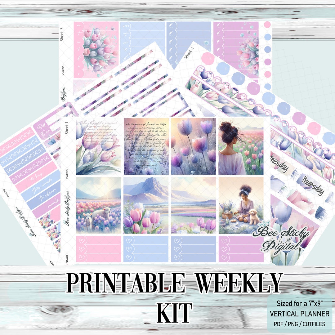 Printable Planner Stickers Digital Download Spring, Weekly Sticker Kit ...