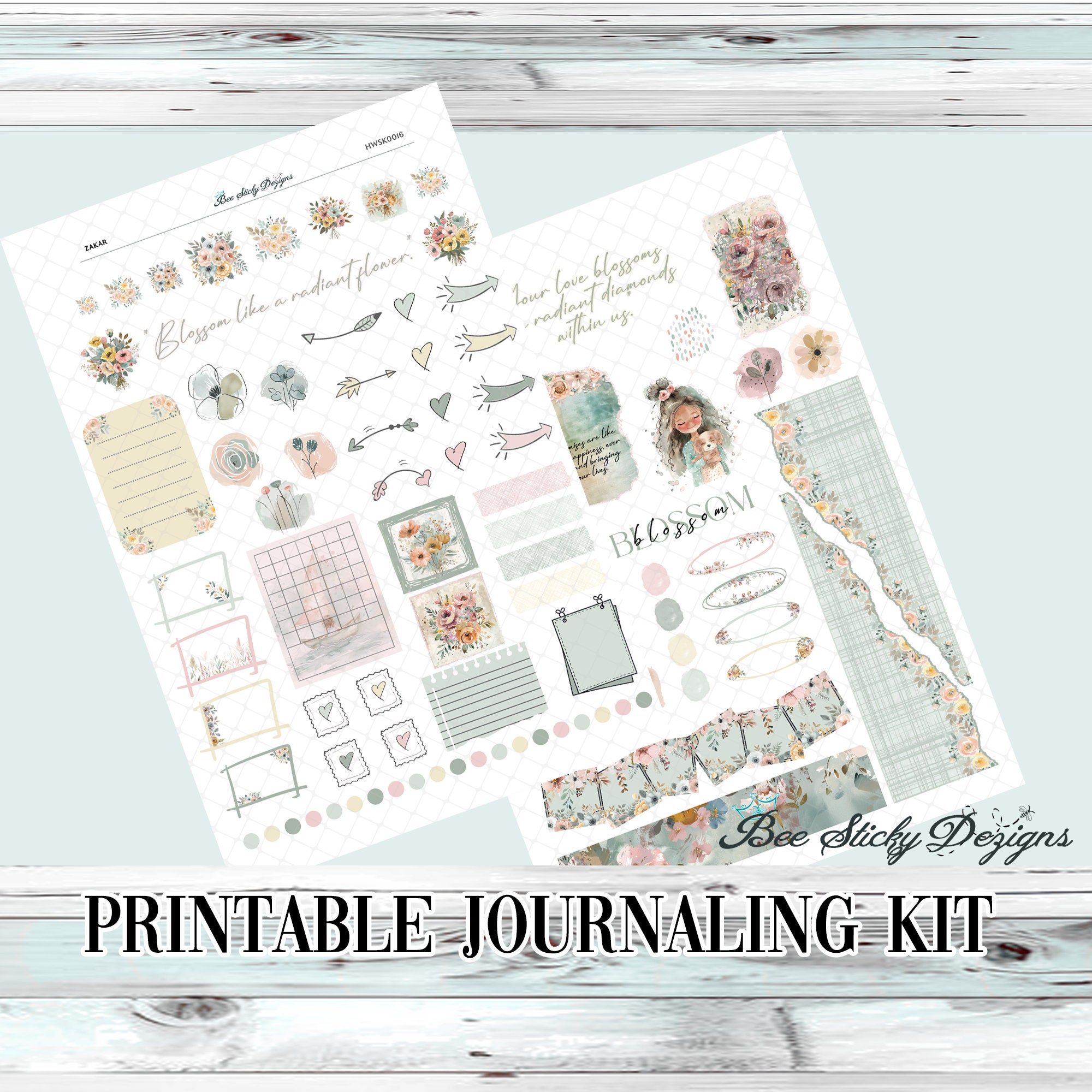 Printable Digital Download Journaling Sticker Kit Pastel Spring Journal ...