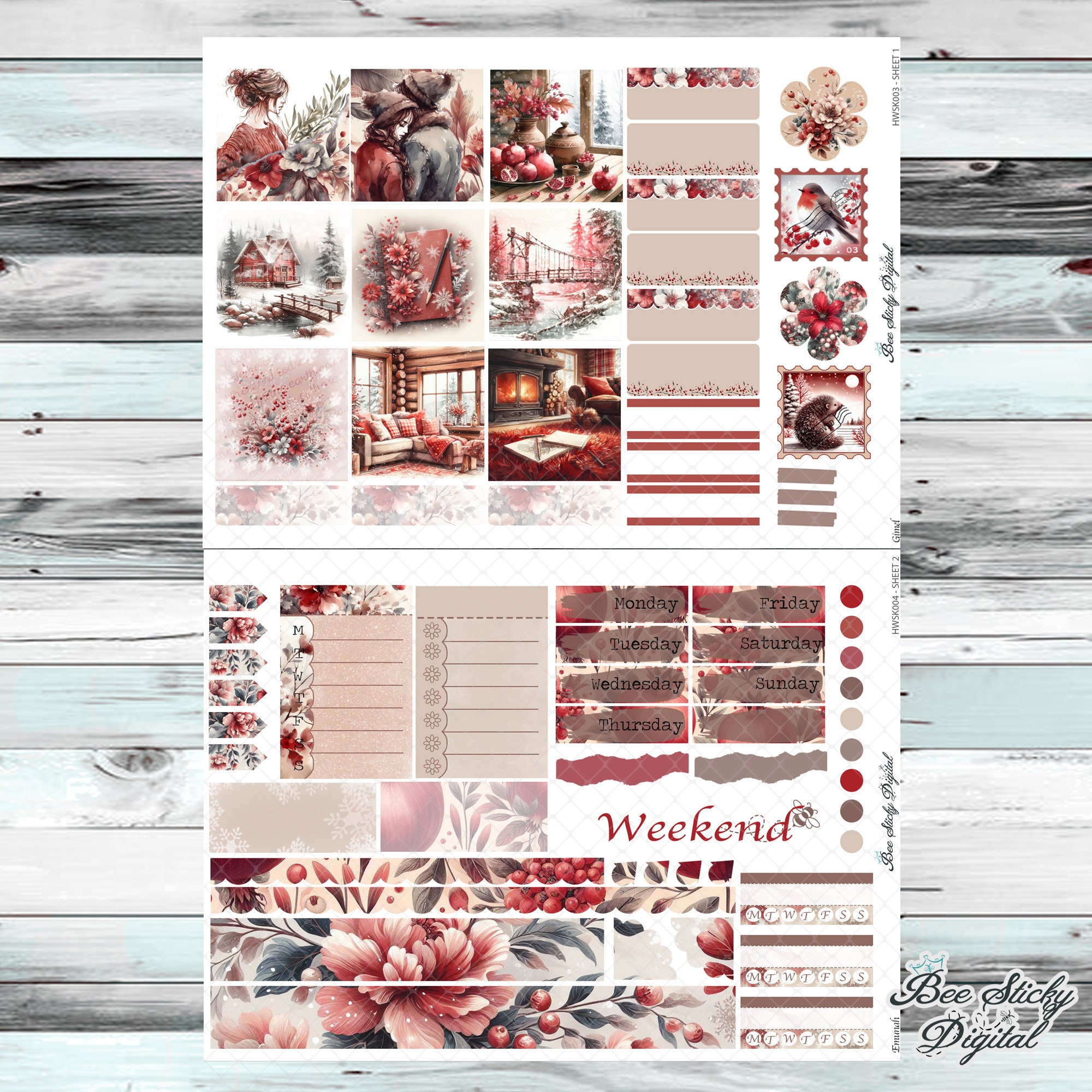 Printable Hobonichi Cousin Weekly Planner Kit - Winter Sweater Weather ...