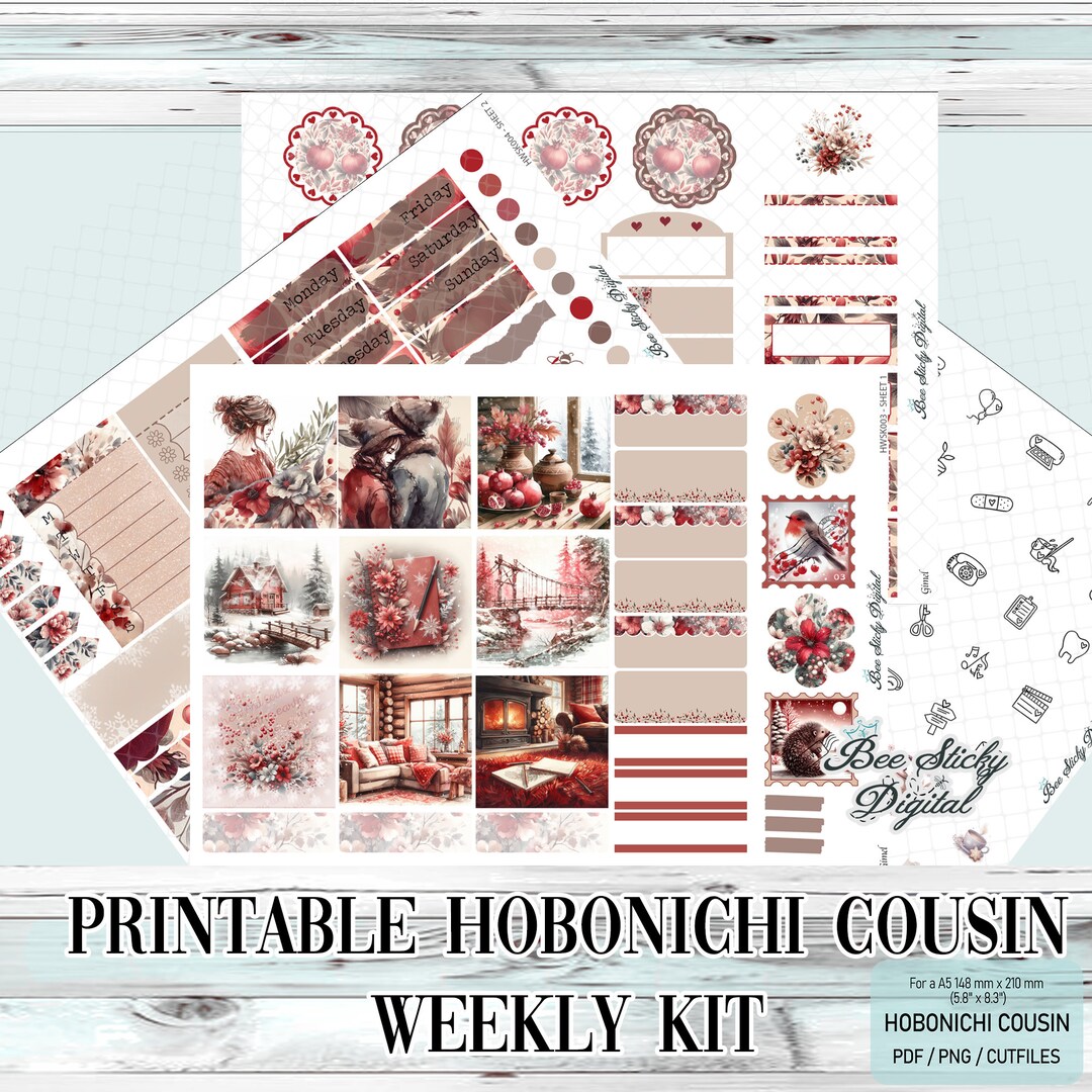 Printable Hobonichi Cousin Weekly Planner Kit - Winter Sweater Weather ...