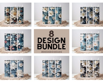 Floral Tumbler Wrap Bundle for 20 oz Skinny Tumblers 8 Sublimation Designs Digital Download png Instant Download DIGITAL ONLY Flowers Bundle