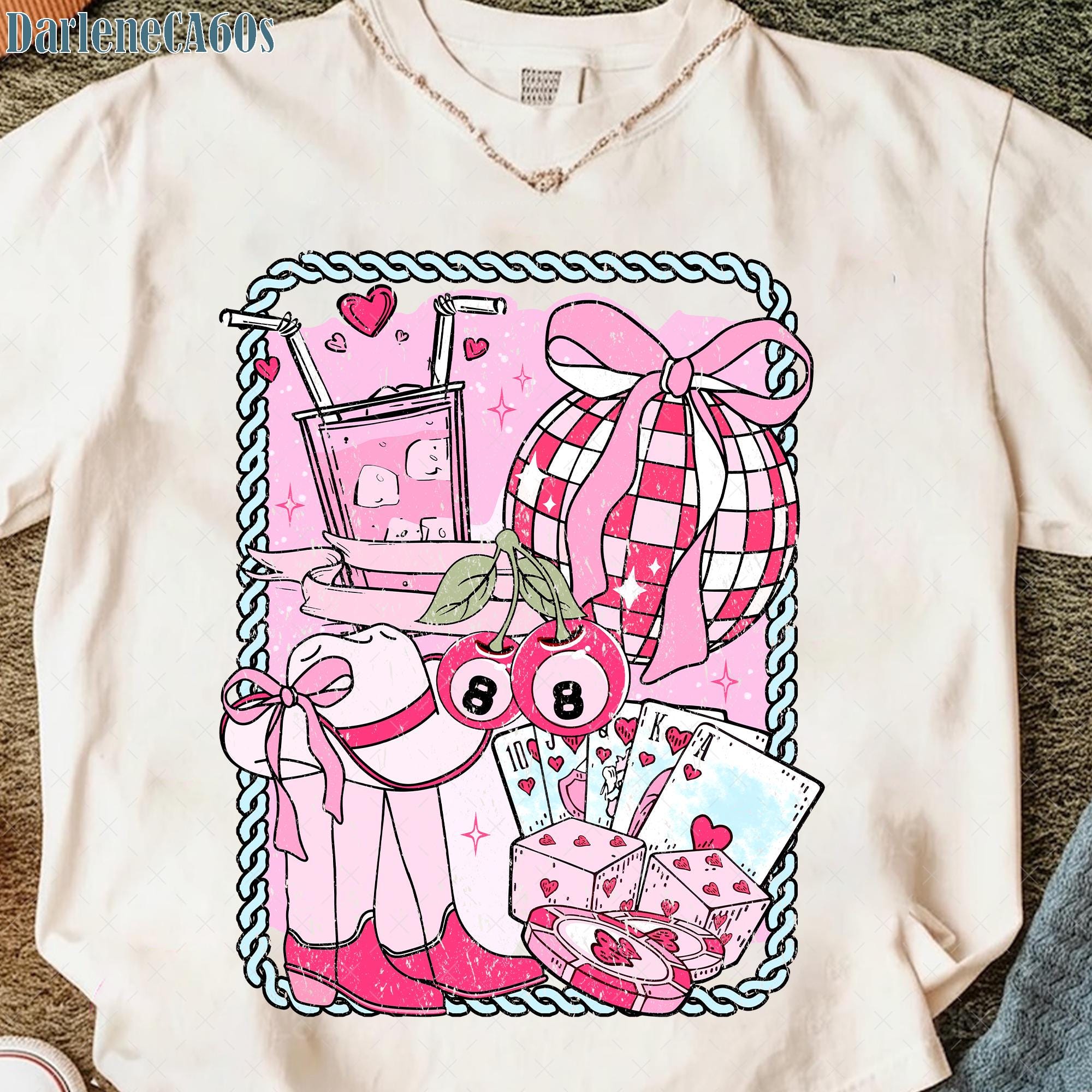 Western Wild Card PNG, Retro Coquette Western Design, Western Collage PNG, Trendy Western Cherry Sublimation, Country Cowgirl, Trendy Shirt