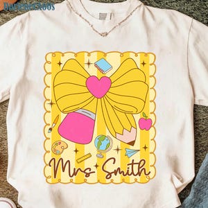 Custom Teacher Coquette Png, Girly Teacher Shirt Design, Preppy Back to School Png, Teacher Life Png, Pink Teacher Bow Png, Retro Teach Png
