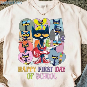 Pete The Cat Happy First Day Of School Png, Groovy Cat Png, The Cool Cat Back To School Png, kinderboekcadeau, kleuterjuf png
