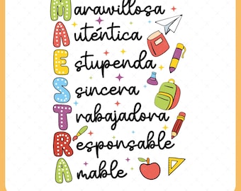 Retro Maestra Png, In My Maestra Era Png, Spanish Teacher Png, Maestra Teacher Png, Dual Language, Teacher Appreciation Gift, Maestra School