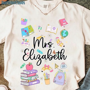 Teacher Name Custom Png, Preppy Back To School Teacher Png, Teacher Appreciation Gifts, First Day School Png, Bow Pencil png, Teacher Gift