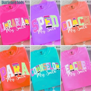 School Occupation Png Bundle, Custom Teacher Name Png, Back To School Teacher Png, Teacher Para Sped, Retro Back to School Girls Checkered